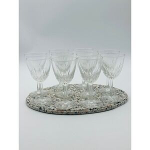 Luminarc France Crystal Wine Glasses Set of 8 Vertical Cut Pattern Clear Glass
